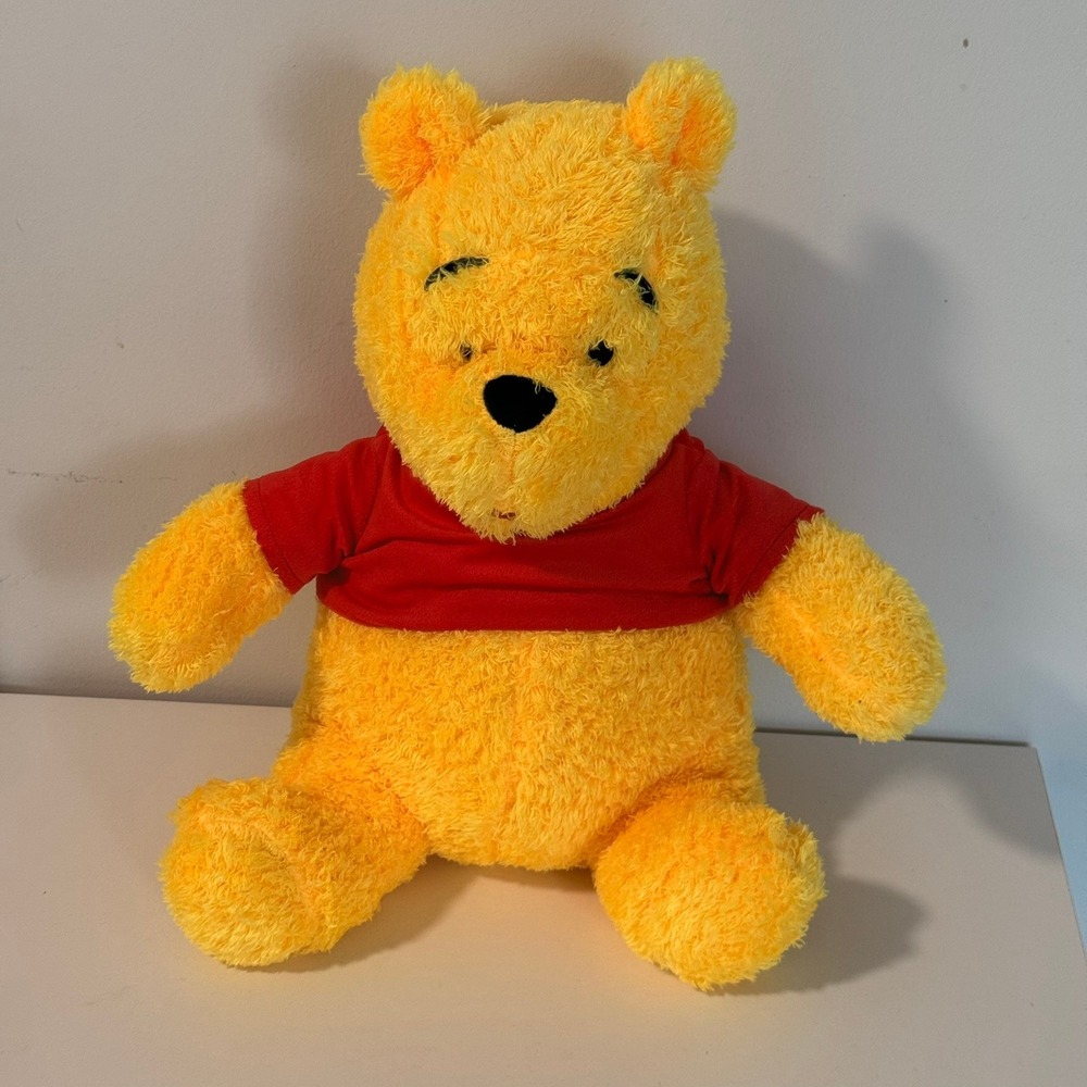 Disney Winnie the Pooh Plush Stuffed Animal Yellow Red Shirt 16 Inch Classic Toy